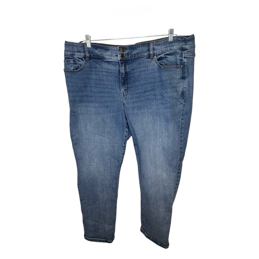 Lane Bryant Mid-Rise Straight Crop Jeans Blue Denim Plus Size 24